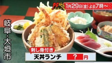 味波 大垣南店 刺身付き天丼ランチ PS純金 岐阜県大垣市